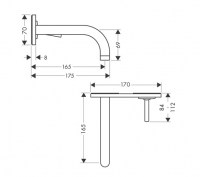 MONOMANDO LAVABO MURAL UNO2 AXOR HANSGROHE